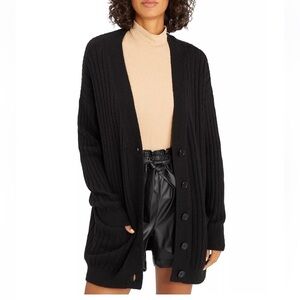 Women Sanctuary Cozy Seeker Ribbed Cardigan long sleeve sweater black si…